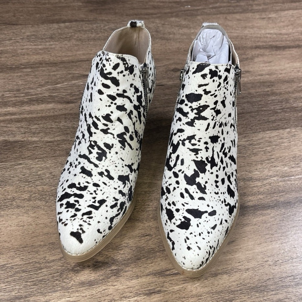 Very Volatile LA Ladies 6 Gracemont cow print Black & Cream leather Ankle‎ Boots